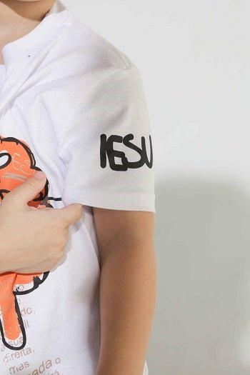 Camiseta Básica Infantil Manga Curta - Protege-me Senhor - Branca - iesustore