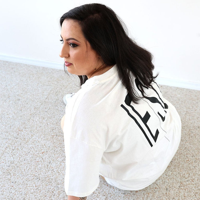 Camiseta Oversized Unissex Manga Curta - IESU Cruz - Off White - iesustore