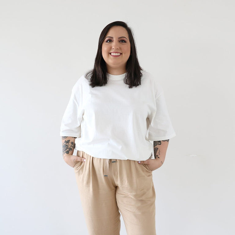 Camiseta Oversized Unissex Manga Curta - IESU Cruz - Off White - iesustore