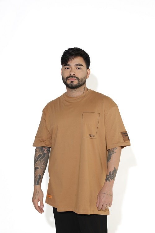 Camiseta Oversized Unissex Manga Curta - Proteja-me Senhor - Caramelo - iesustore