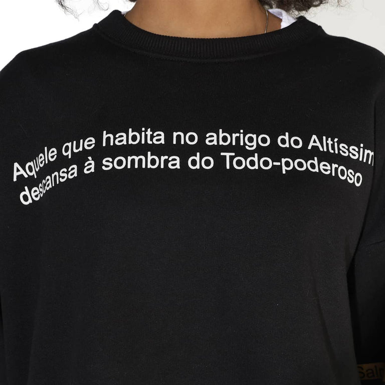 Moletom Oversized Unissex Manga Longa - Salmo 91 - Preta - iesustore