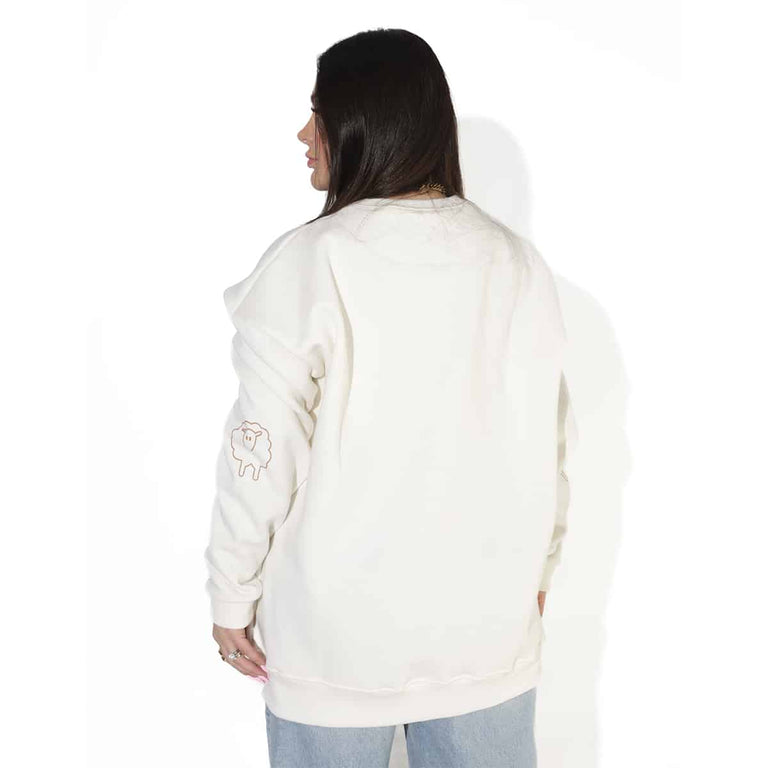 Moletom Oversized Unissex Manga Longa - Seu abrigo - Off-White - iesustore