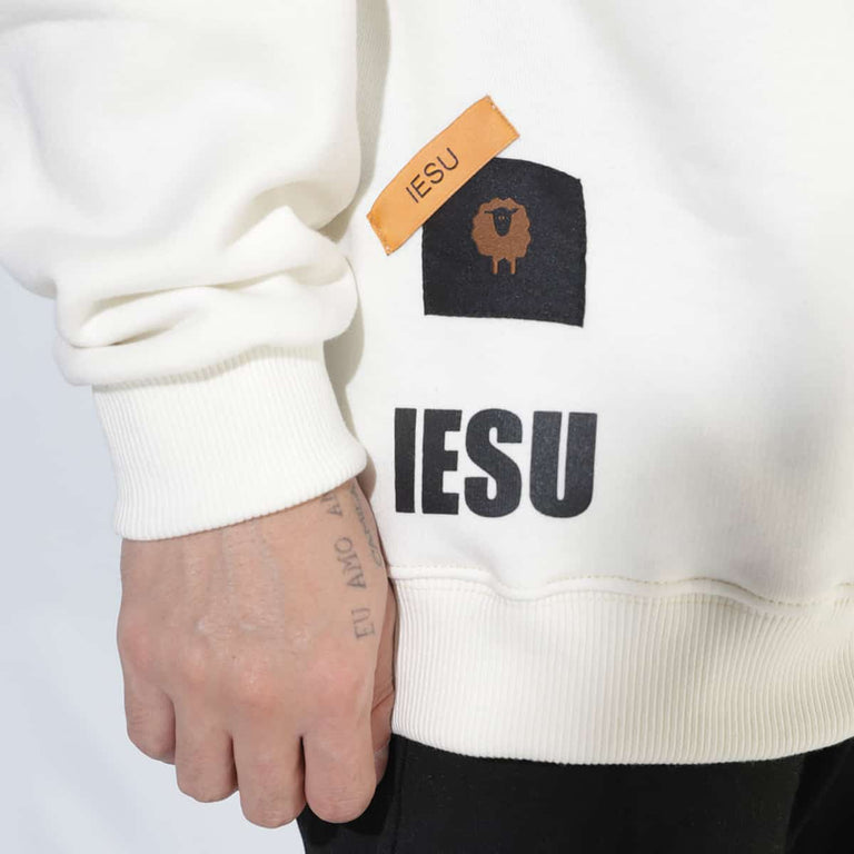 Moletom Oversized Unissex Manga Longa - Seu abrigo - Off-White - iesustore